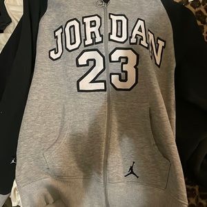 Grey and black Jordan zip up hoodie